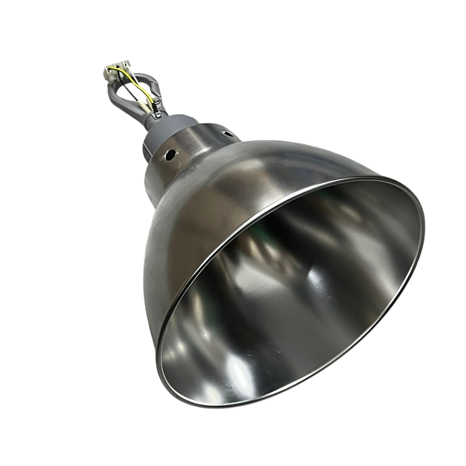 Biglite E27 socket hanging reflector with metallic finish for industrial and home lighting installation