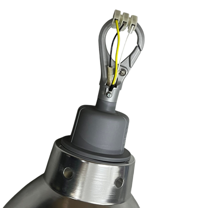 Biglite E27 socket hanging reflector with exposed wiring and metal housing for lighting installation