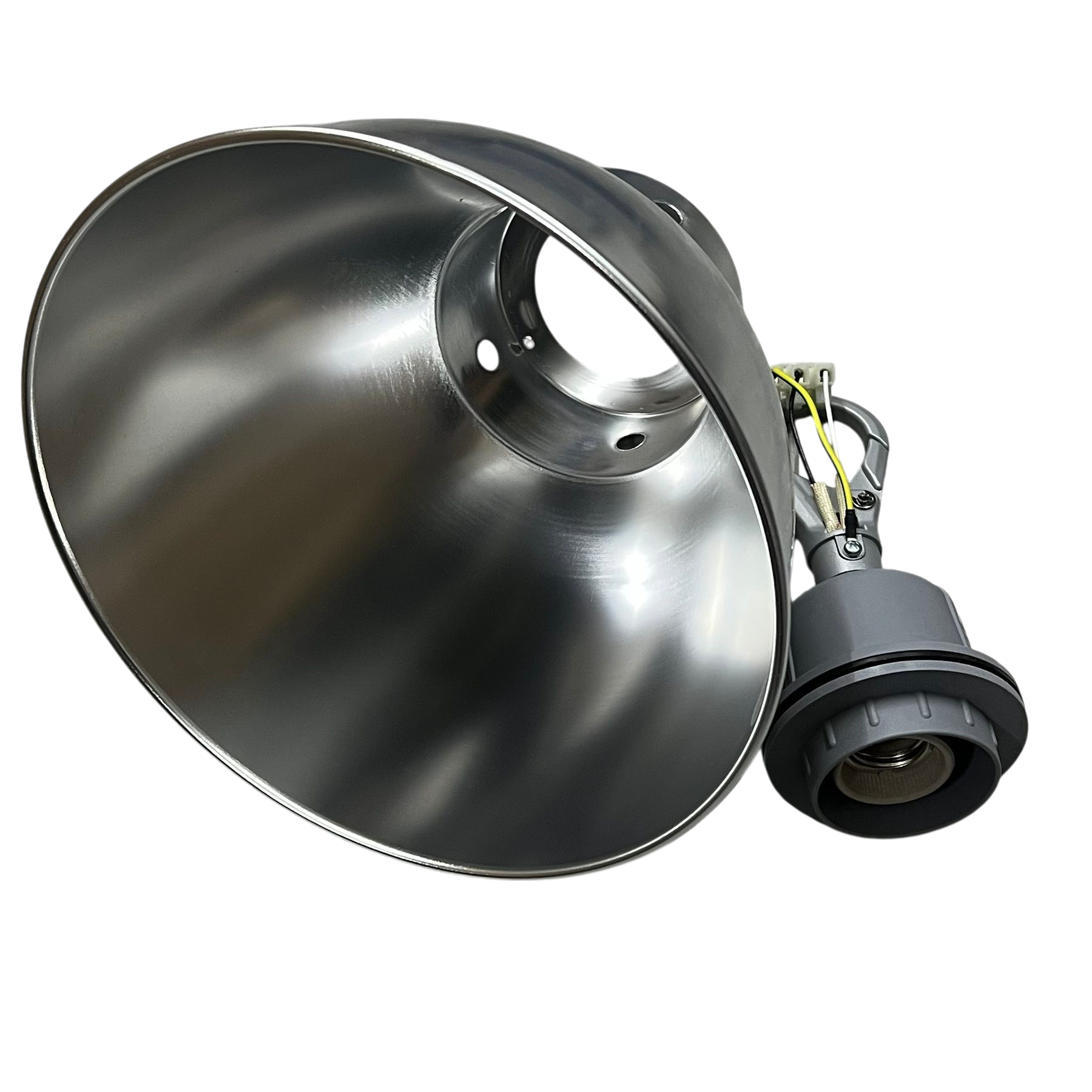 Biglite E27 socket hanging reflector with metal shade and wiring for lighting installation