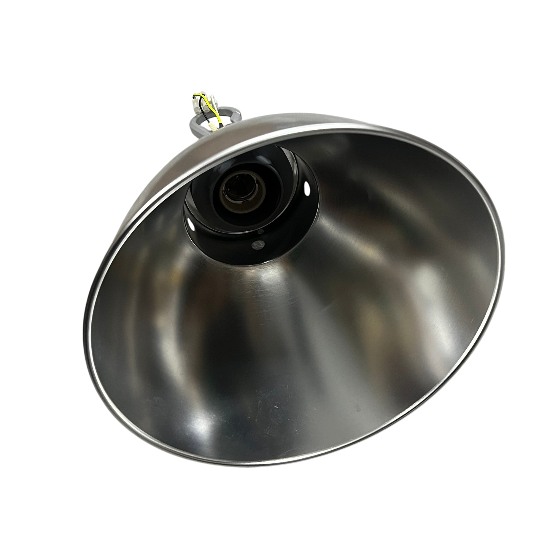 Biglite E27 socket hanging reflector with metallic silver finish for lighting installation and accessories