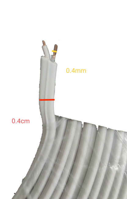 Extension Wire 2 Wire White Color AWG 26 with exposed copper ends wrapped in white insulation