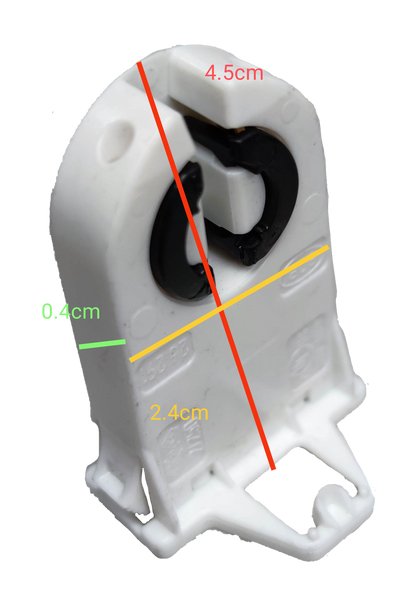 BJB Fluorescent Holder T-8 white plastic lighting accessory with black socket interior