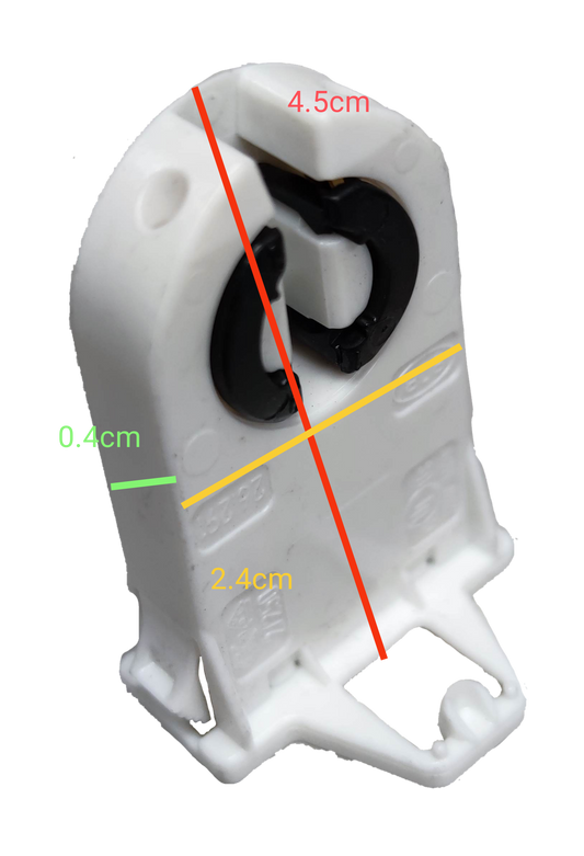 BJB Fluorescent Holder T-8 white plastic lighting accessory with black socket interior