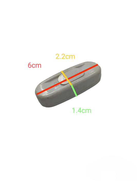 White Hanging Sliding Switch 2A 250V with measurements 6cm by 2.2cm by 1.4cm for power points and plugs