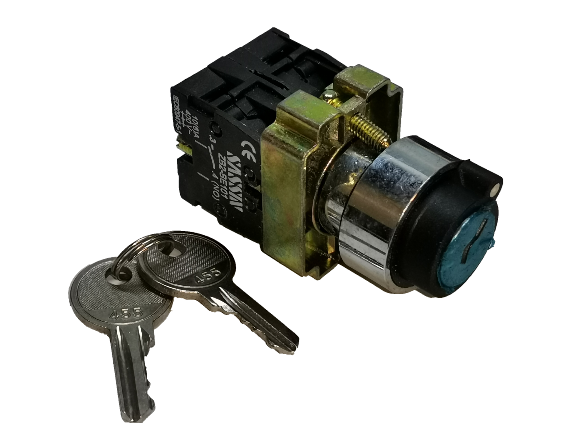 Sassin Key Operated Switch 3P 2NO with two metal keys for electrical control circuits