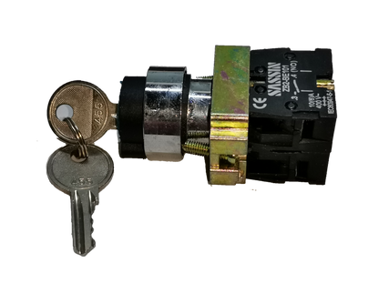 Sassin Key Operated Switch 3P 2NO with attached keys for secure electrical control