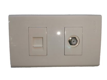 Royu LAN outlet and cable TV socket white electrical wall plate for home network connections