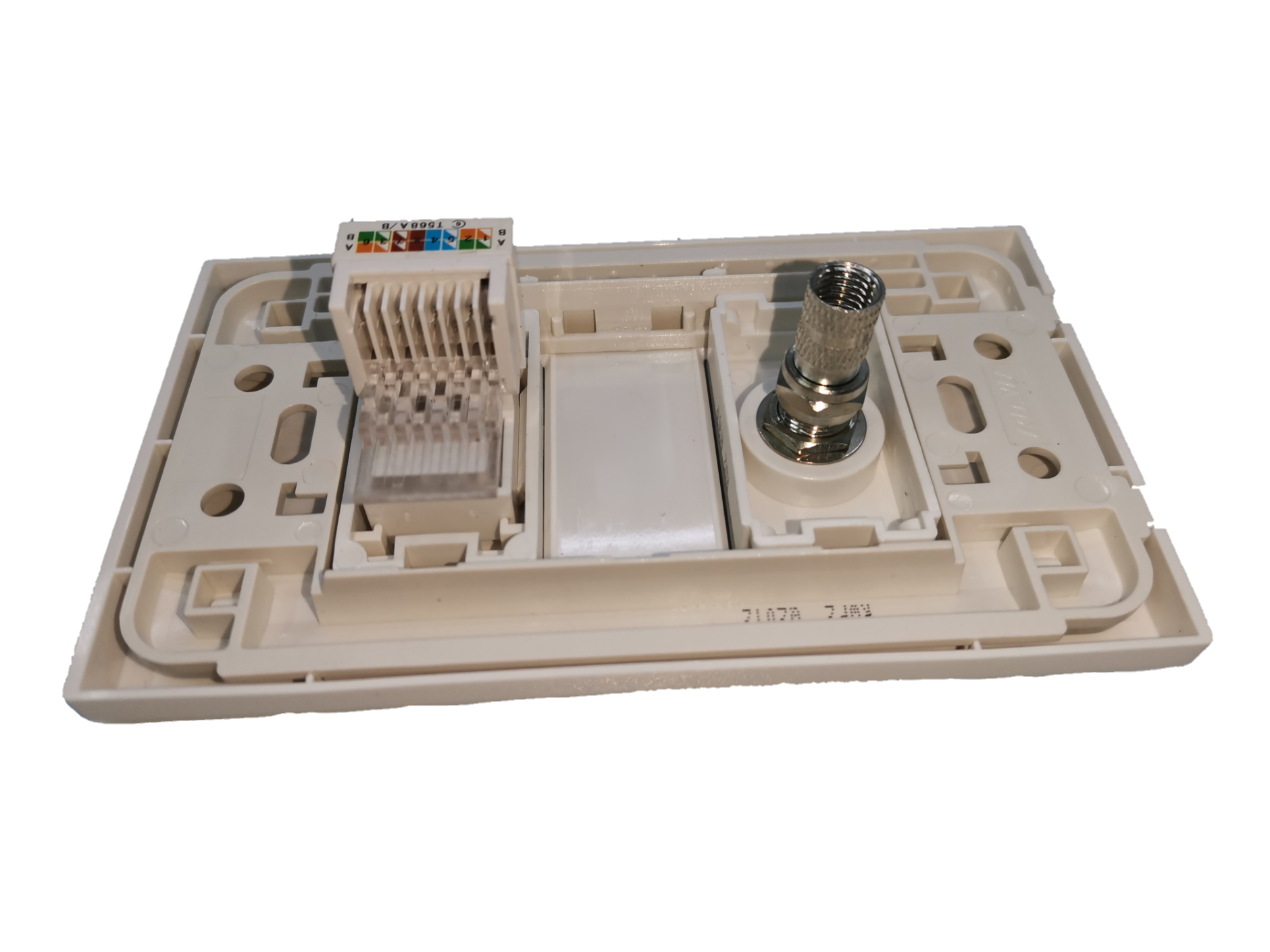 Royu electrical circuitry part featuring a LAN outlet and cable TV socket for home connectivity
