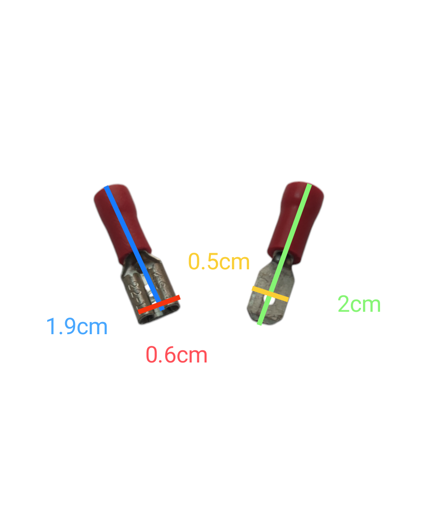 Lugs Male and Female 0.30mm to 1.25mm electrical connectors with red insulation sleeves