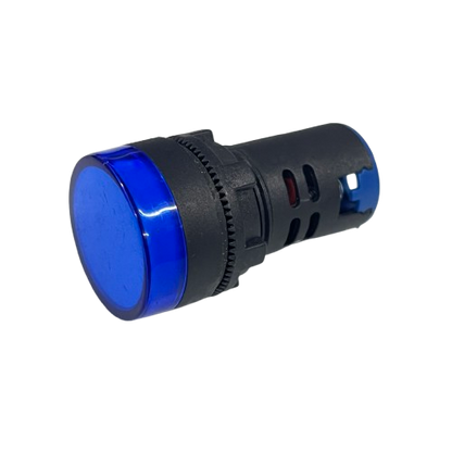 Denko Pilot Light 220v BLUE 22mm industrial panel indicator with blue lens and threaded mount