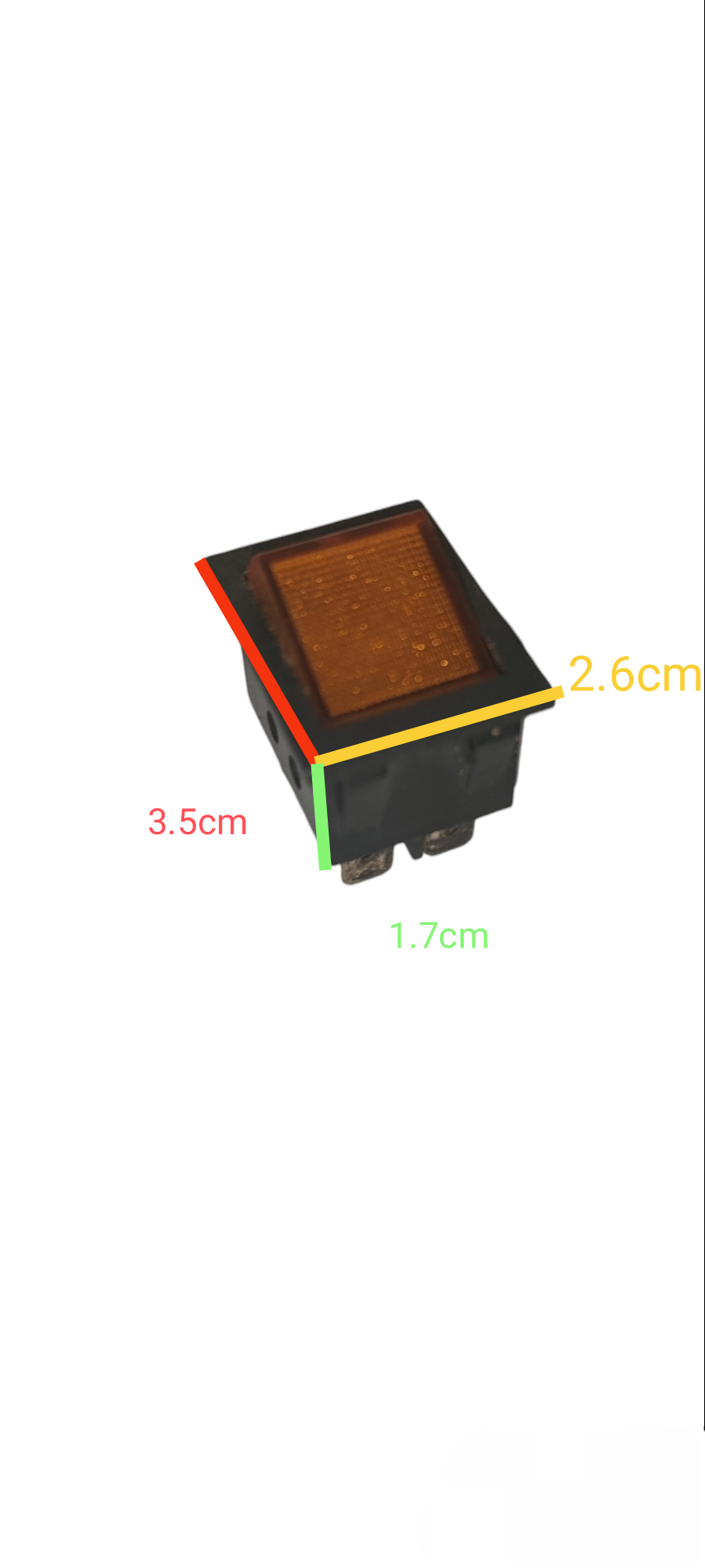 Grippes Rocker Switch Illuminated in black and amber with compact size for power points and plugs