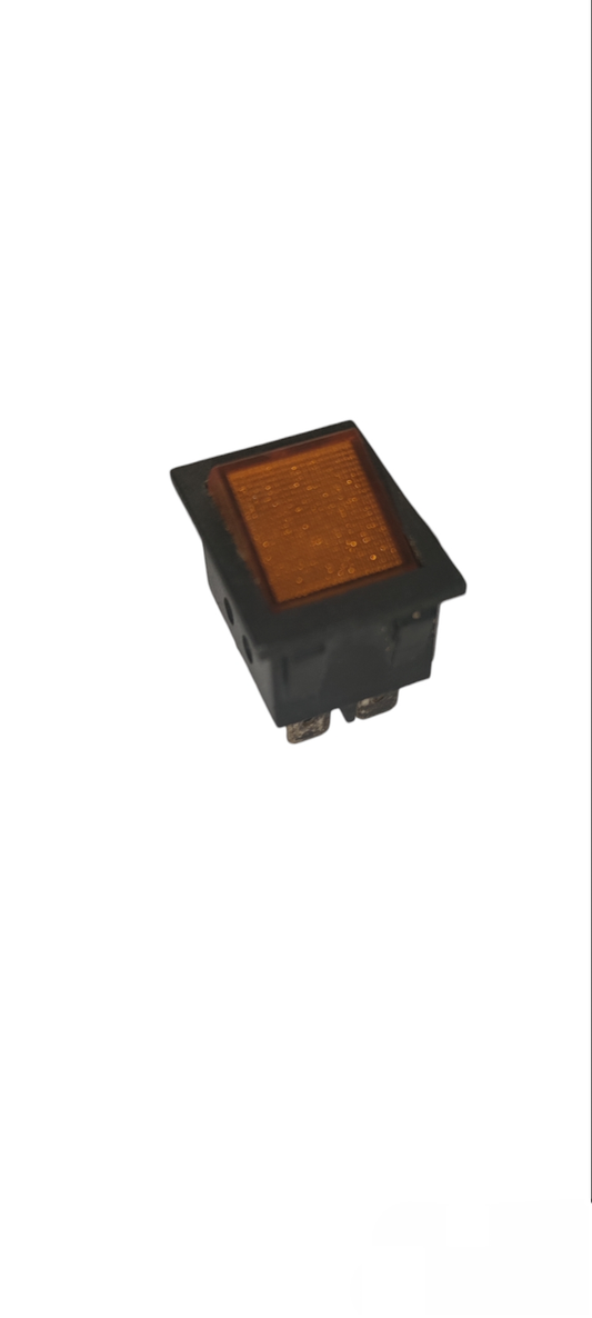 Grippes rocker switch illuminated in black housing with amber light for power points and plugs