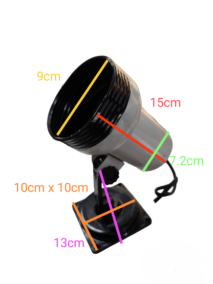 Adjustable metal spotlight with cord on a square mounting plate Spot Light Holder E27 Square Base 9cm opening
