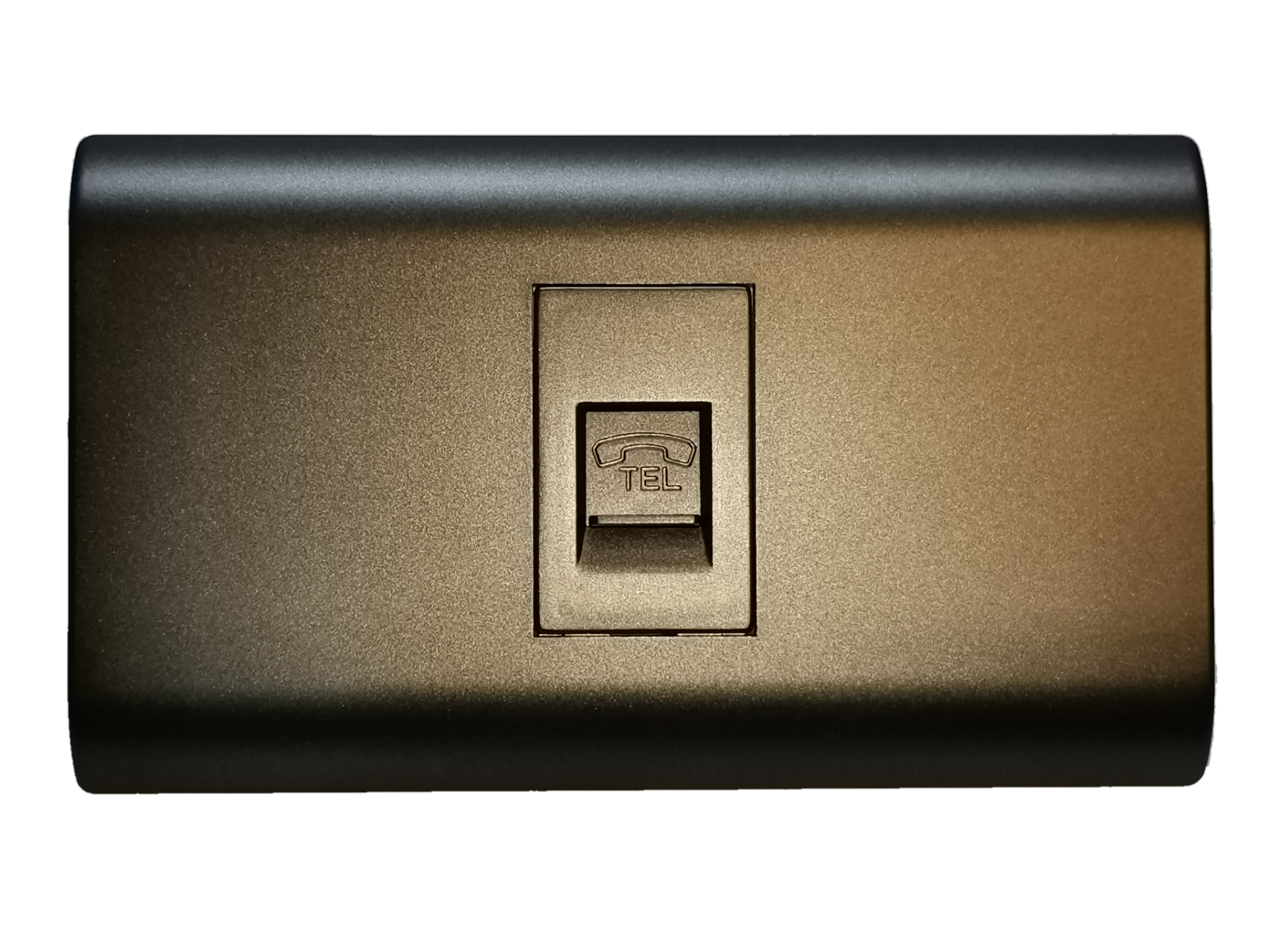 Royu Telephone Outlet with Plate Dark Gray single port wall jack with embossed TEL icon and matte finish