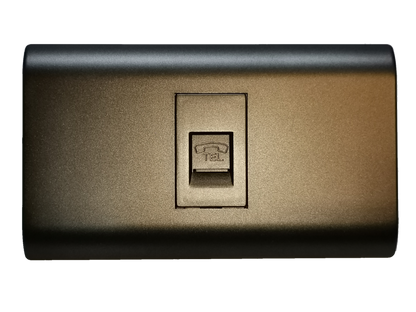 Royu Telephone Outlet with Plate Dark Gray single port wall jack with embossed TEL icon and matte finish