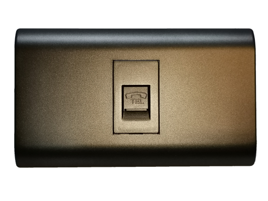 Royu Telephone Outlet with Plate Dark Gray single port wall jack with embossed TEL icon and matte finish