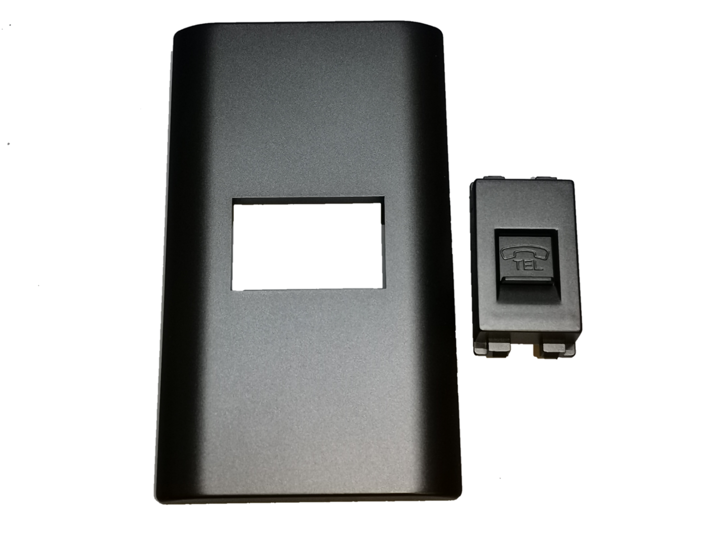 Royu Telephone Outlet with Plate Dark Gray single port modular jack and rectangular wall plate for phone wiring