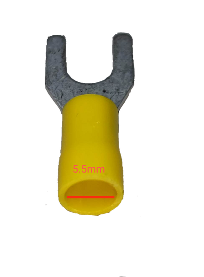 Terminal Lugs Y Type Yellow Insulation fork connector with metal spade and insulated barrel for wiring