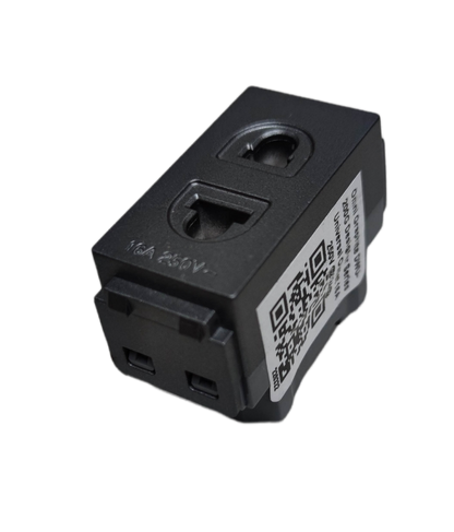 Omni black compact universal outlet 16A 250V adapter module for power points switches and plugs