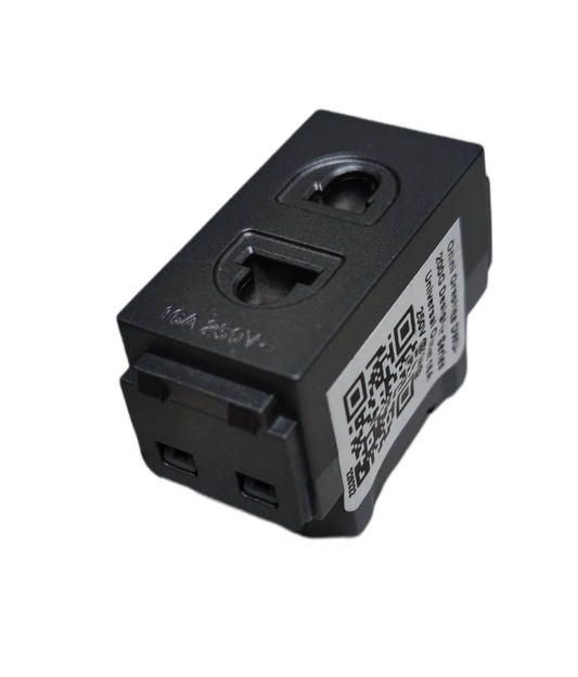 Omni black compact universal outlet 16A 250V adapter module for power points switches and plugs