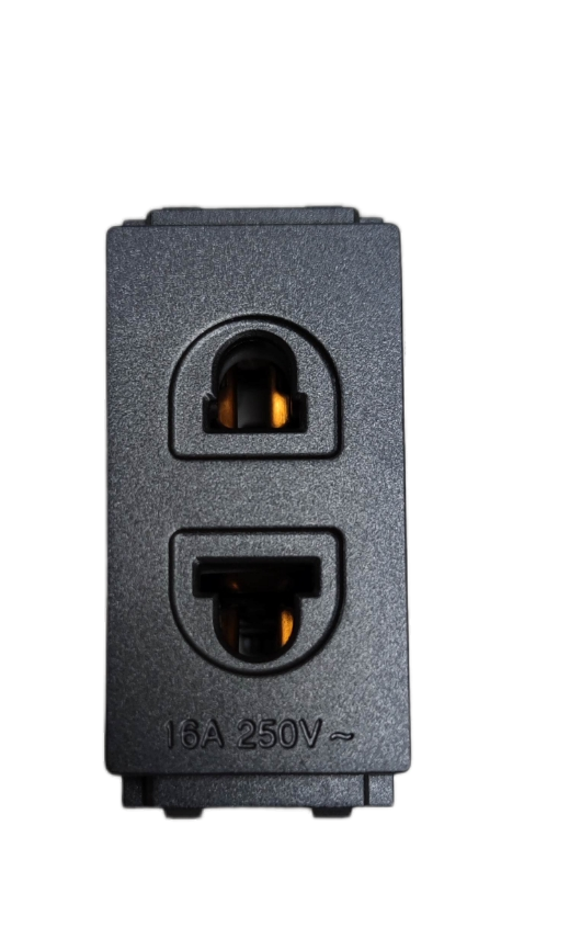 Omni universal outlet 16A 250V dual socket power module in dark gray for home and office use