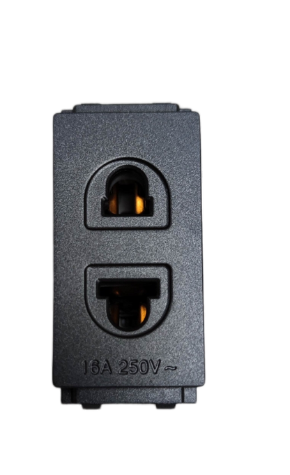 Omni universal outlet 16A 250V dual socket power module in dark gray for home and office use