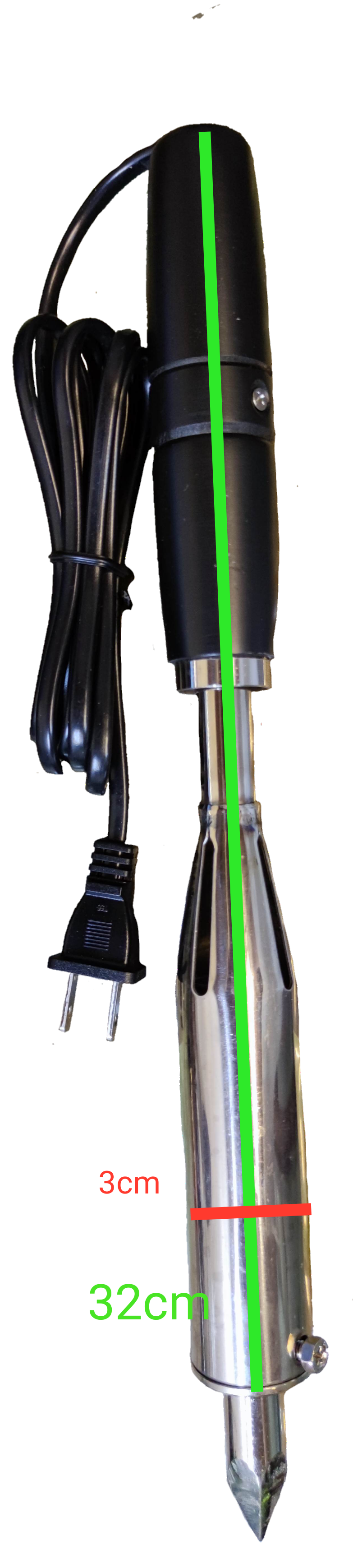 Goot 200W Soldering Iron 220V with black handle and metal tip measuring 32 cm length