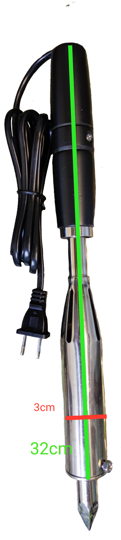 Goot 200W Soldering Iron 220V with black handle and metal tip measuring 32 cm length