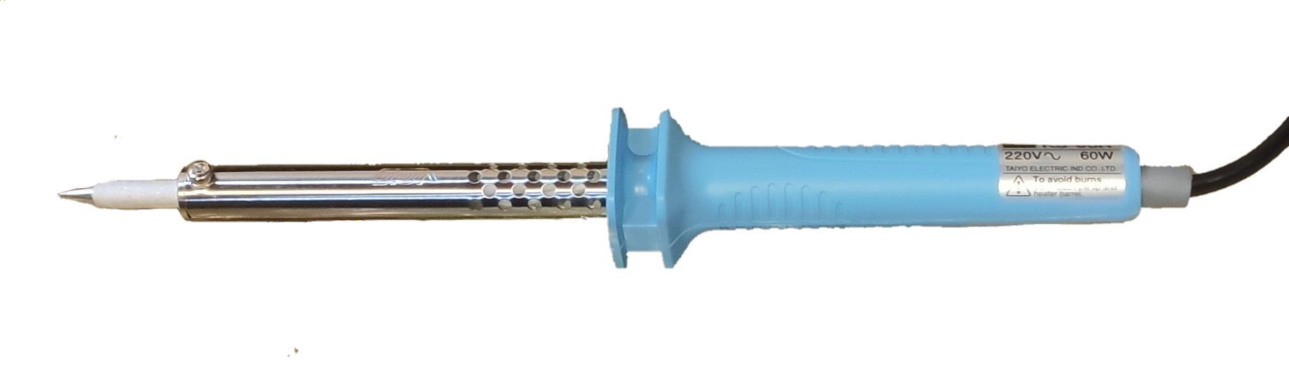 Goot 60W soldering iron with blue handle and metal tip for precise electronics soldering