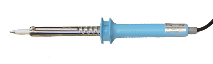 Goot 60W soldering iron with blue handle and metal tip for precise electronics soldering