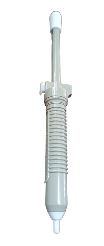 Goot Desoldering Pump Big hand tool with a white ribbed grip and narrow nozzle for removing solder