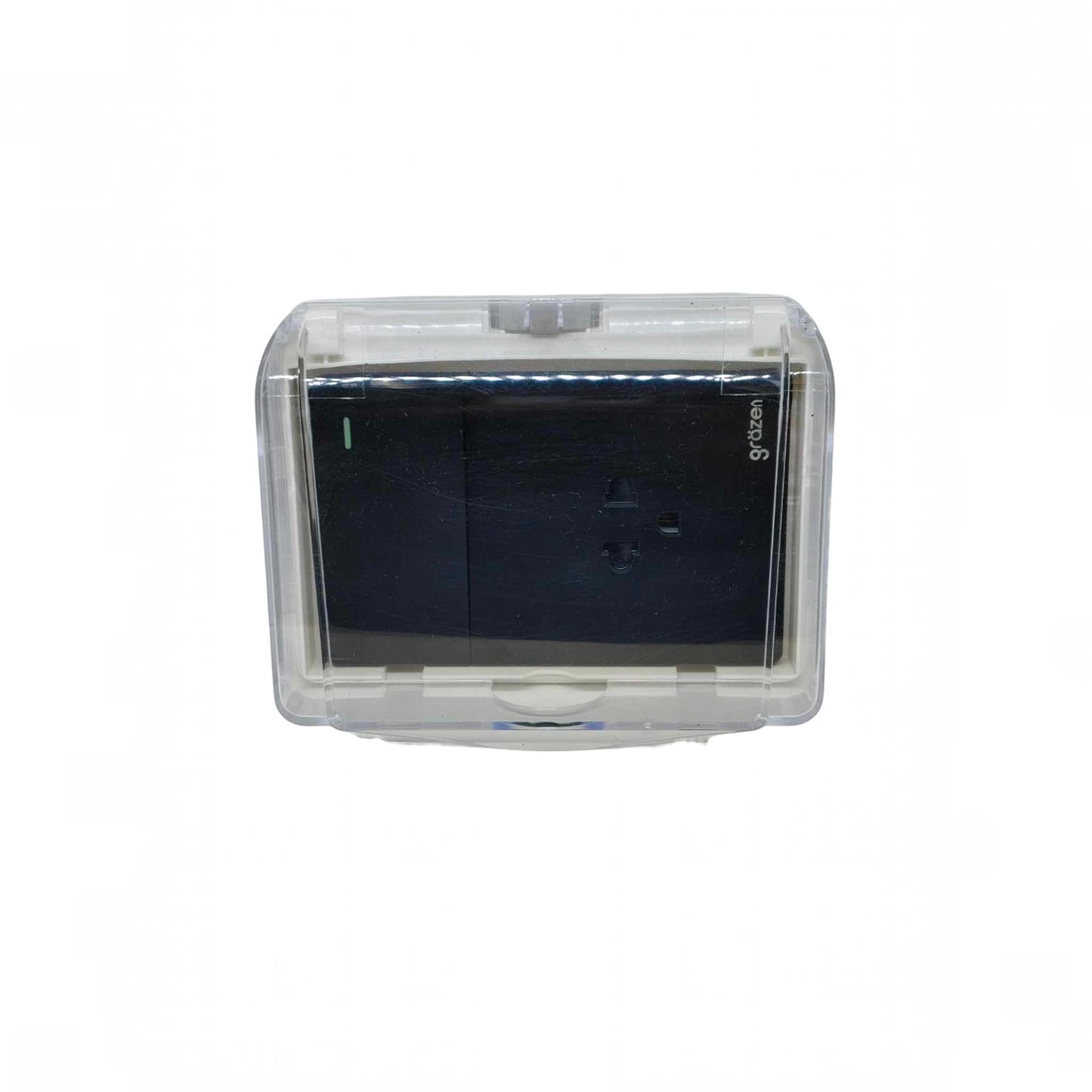 Grazen Weatherproof Plate Cover with 1 Gang Universal Outlet with Ground and 1 Way Switch 16A 220V WC-019-W + GW-007
