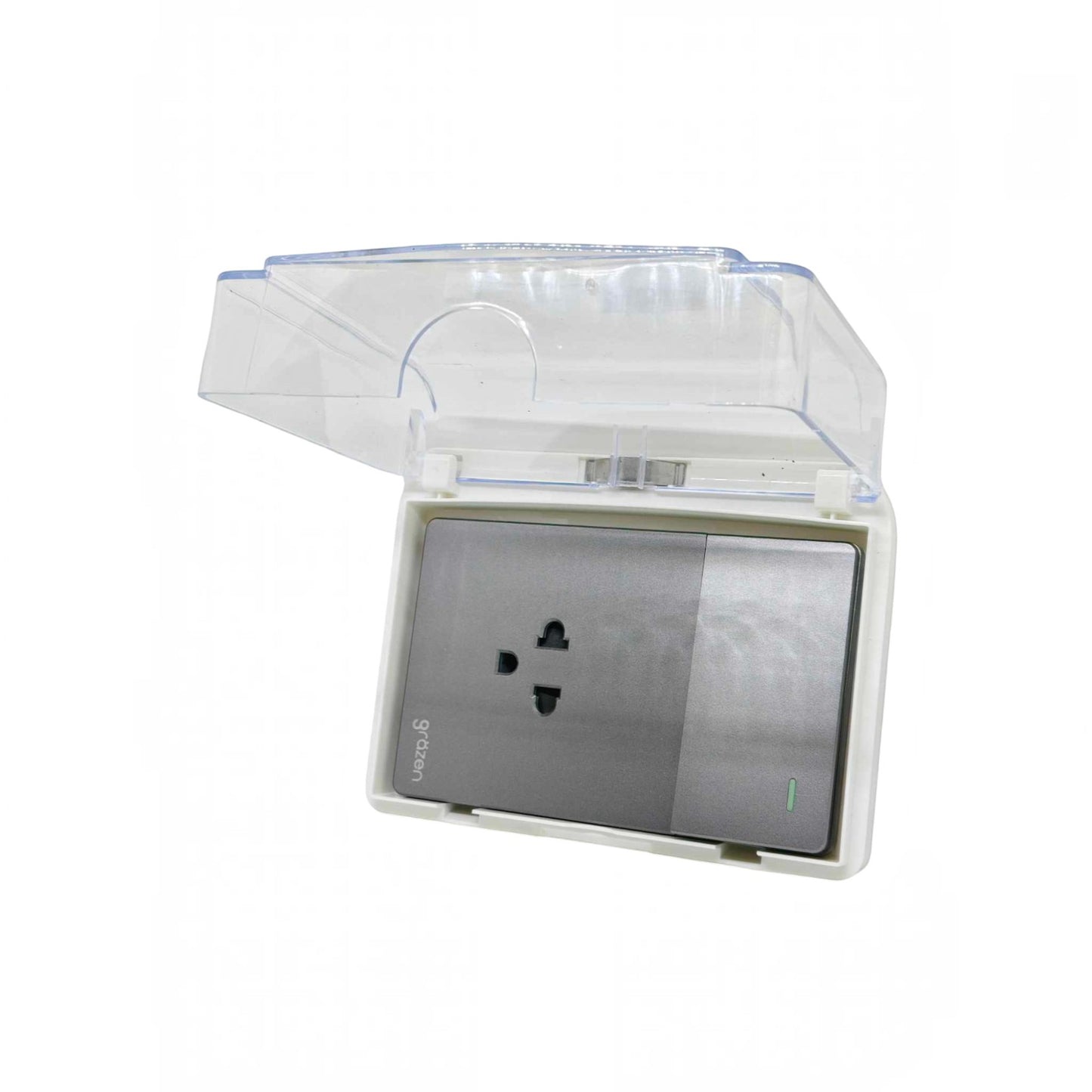 Grazen Weatherproof Plate Cover with 1 Gang Universal Outlet with Ground and 1 Way Switch 16A 220V WC-019-W + GW-007