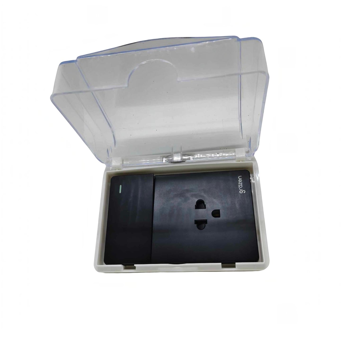 Grazen Weatherproof Plate Cover with 1 Gang Universal Outlet with Ground and 1 Way Switch 16A 220V WC-019-W + GW-007
