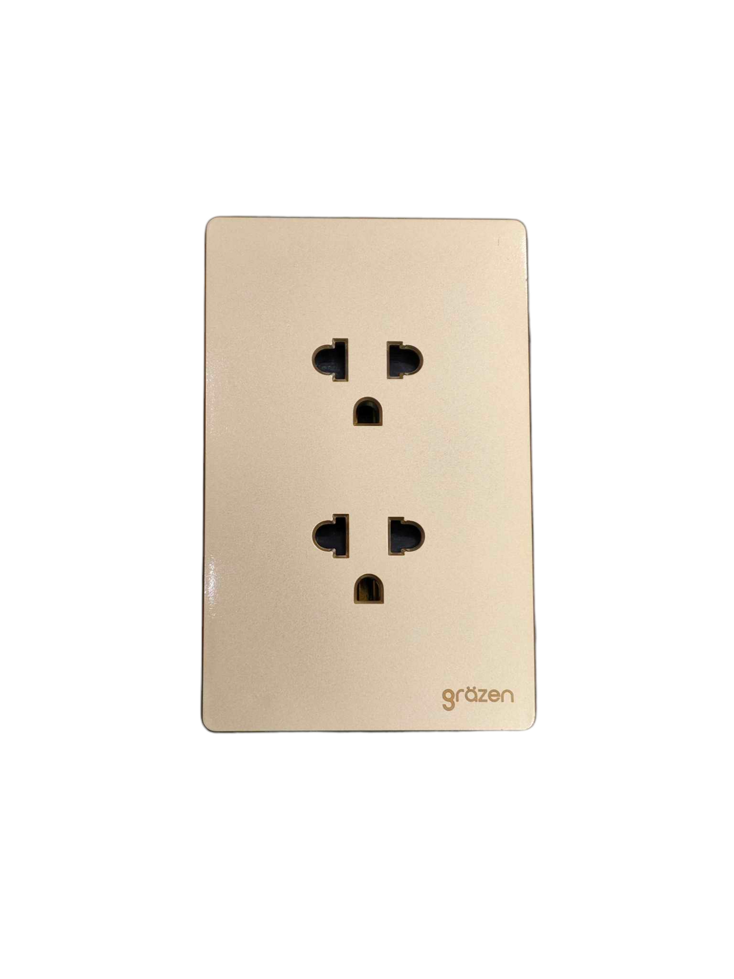 Grazen 2 gang Universal Outlet 16A 220V in beige for versatile power access