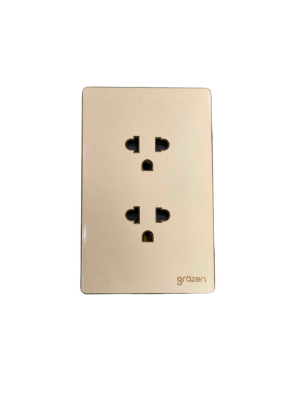 Grazen 2 gang Universal Outlet 16A 220V in beige for versatile power access