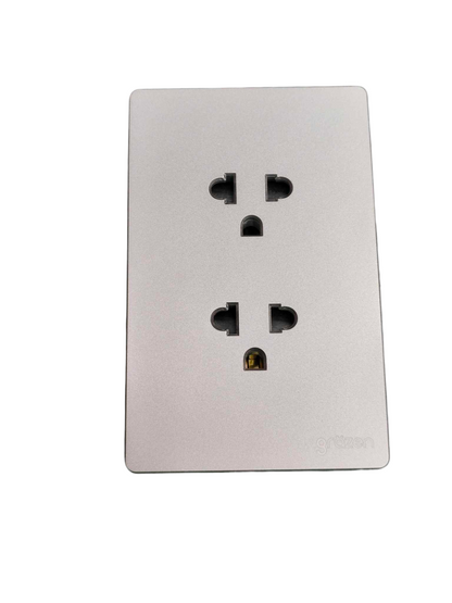 Grazen 2 gang Universal Outlet 16A 220V in sleek silver finish for safe power connections