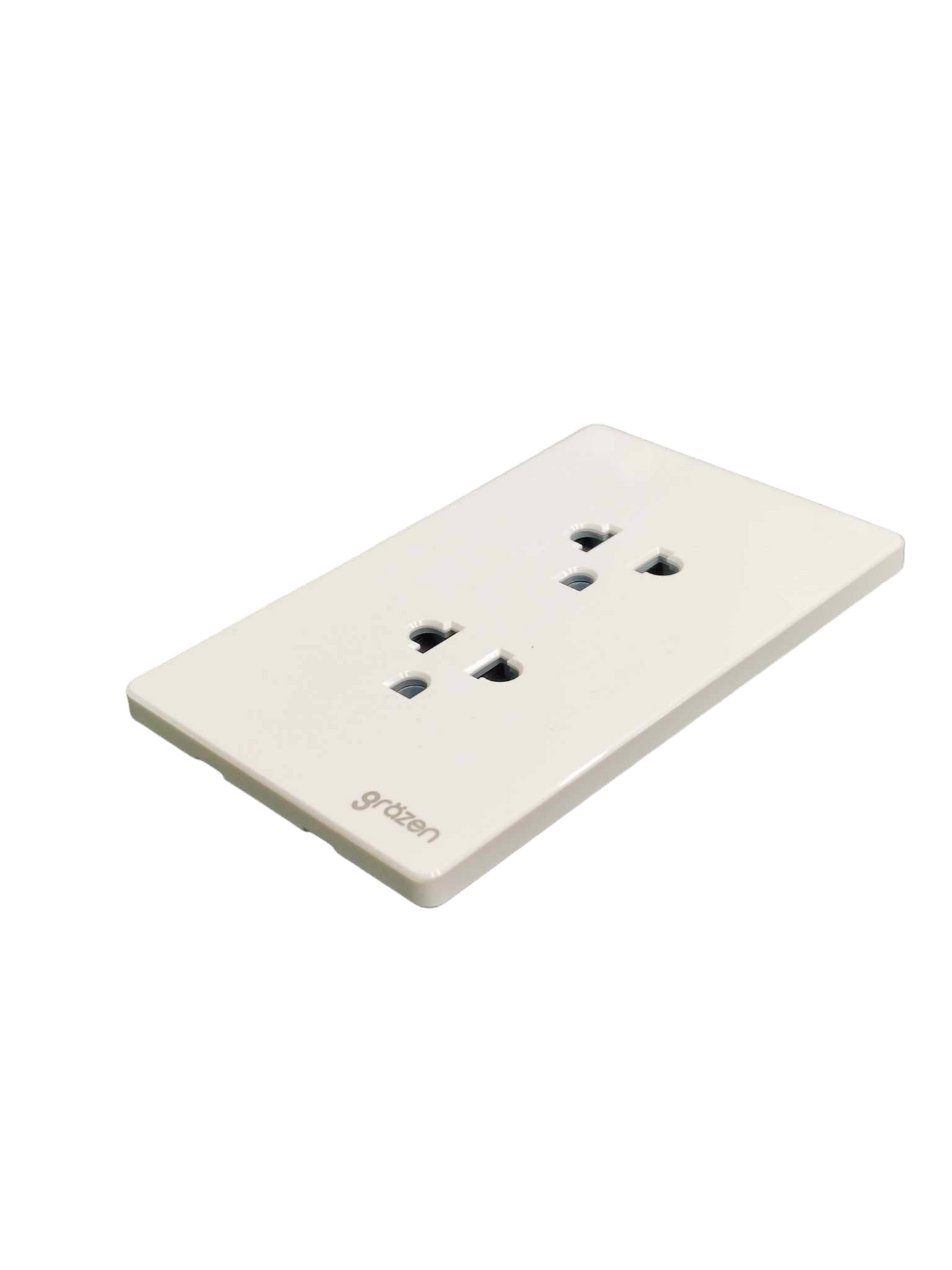 Grazen 2 gang Universal Outlet 16A 220V in sleek white design for versatile connectivity