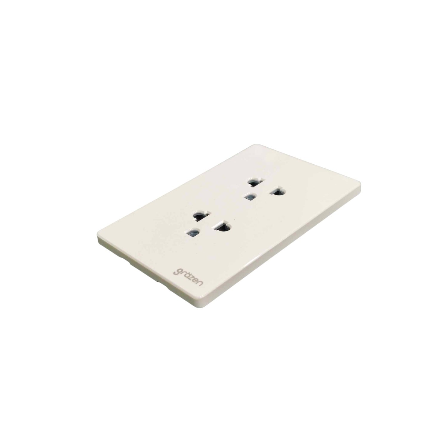 Grazen 2 Gang Universal Outlet with Ground 16A 220V Available Black White Gray and Gold GW-010