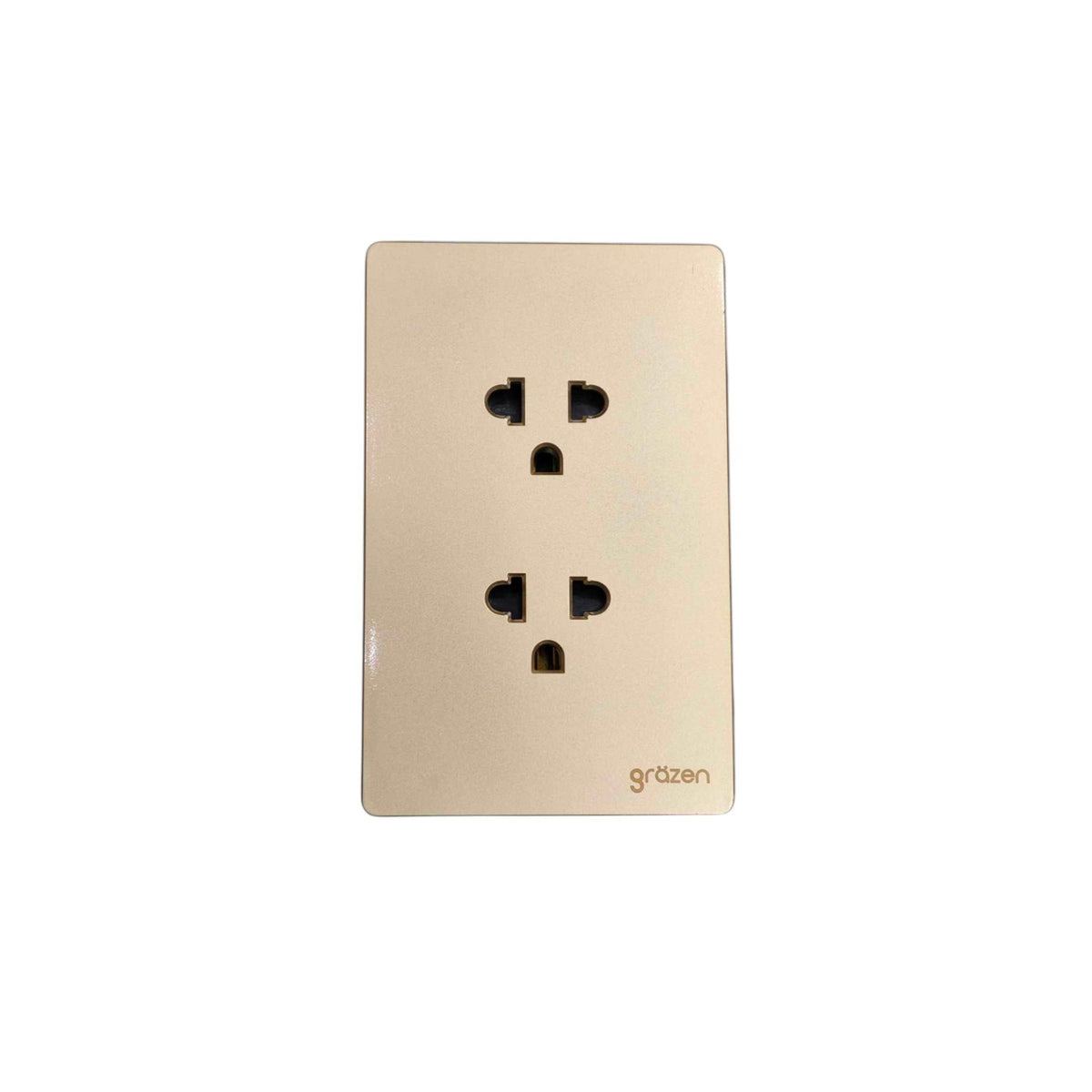 Grazen 2 Gang Universal Outlet with Ground 16A 220V Available Black White Gray and Gold GW-010