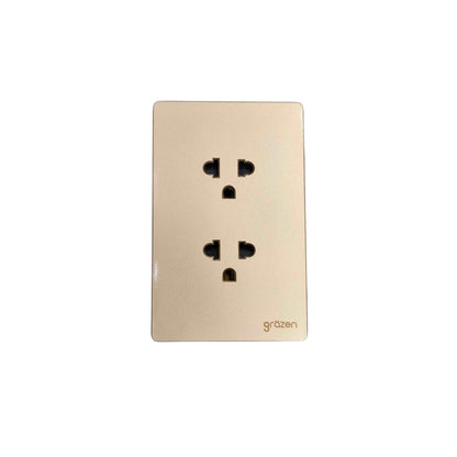 Grazen 2 Gang Universal Outlet with Ground 16A 220V Available Black White Gray and Gold GW-010