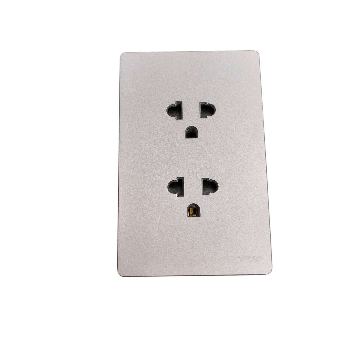 Grazen 2 Gang Universal Outlet with Ground 16A 220V Available Black White Gray and Gold GW-010