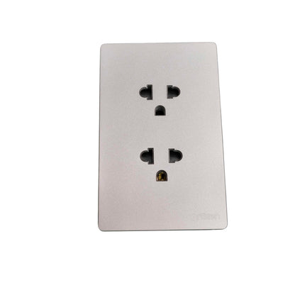 Grazen 2 Gang Universal Outlet with Ground 16A 220V Available Black White Gray and Gold GW-010