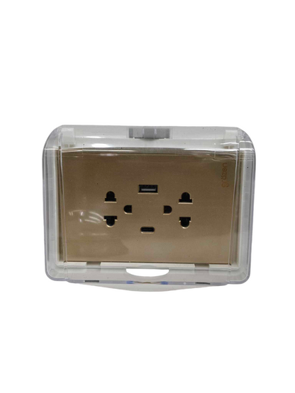 Grazen duplex plate cover 220V with clear housing and multiple USB ports for charging convenience