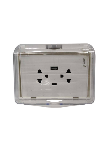 Grazen duplex plate cover 220V with transparent design for safe electrical access