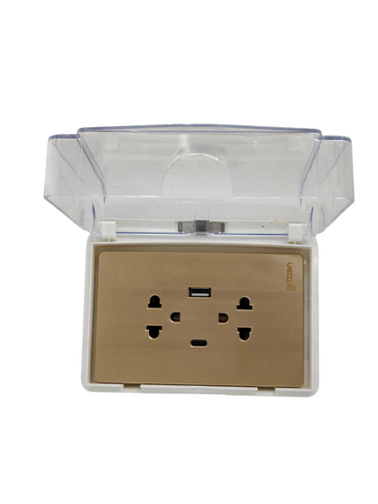 Grazen duplex plate cover 220V with clear design and multiple outlets for convenient power access
