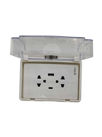 Grazen duplex plate cover 220V with USB ports and protective transparent lid