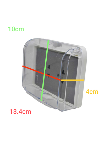Grazen Weatherproof Duplex outlet 16A with clear protective cover and dimensions for outdoor use