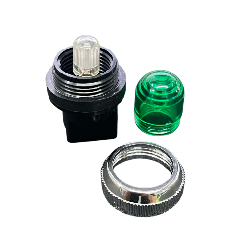 Auspicious Green 25mm Neon Pilot lamp 220V with a clear bulb and green lens for visual indication