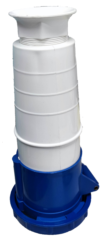 Grippes 63A industrial outlet connector in white and blue for electrical circuitry and parts